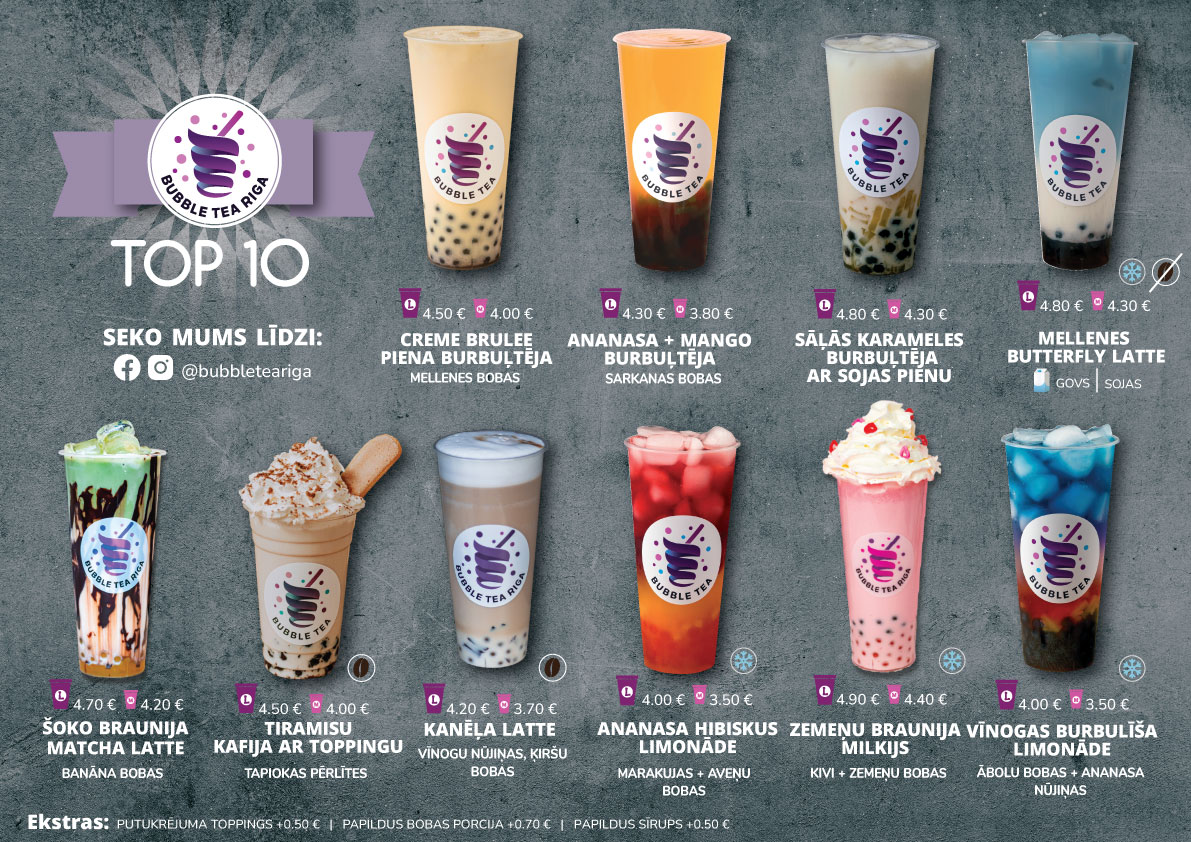 Bubble Tea Riga Menu - Bubble Tea