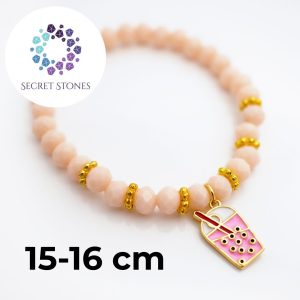 Bubble Tea Rokassprādze (rozā ar bubble tea piekariņu)